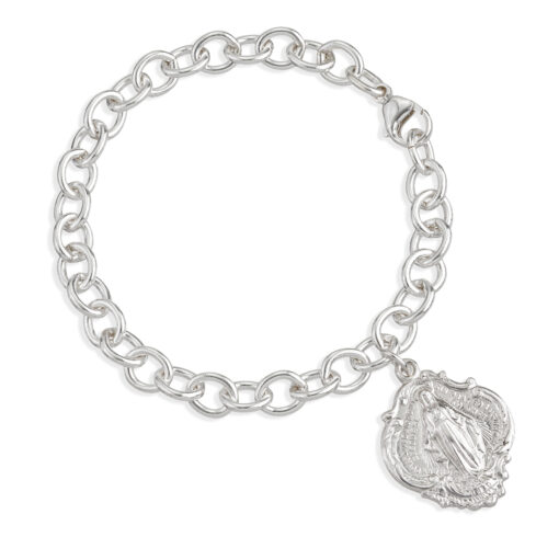 sterling silver chain bracelet with miraculous medal