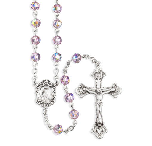 Light Amethyst Swarovski Crystal Sterling Silver Rosary