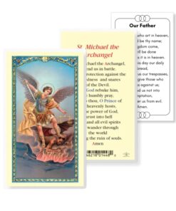 St. Michael Laminated Catholic Prayer Card with Our Father Card